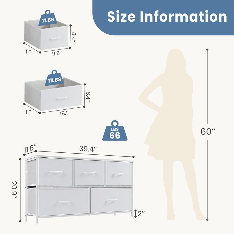 Cómoda Organizador con 5 Cajones – Armario Auxiliar Multiuso
