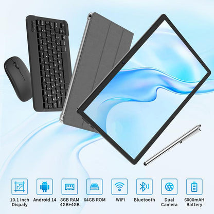 Tablet 10.1’’ Android 14 con Teclado y Ratón – 8GB+64GB
