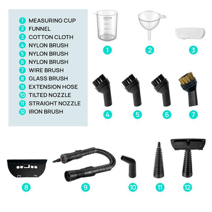 Limpiador a Vapor Portátil 12 en 1 – Hogar y Coche